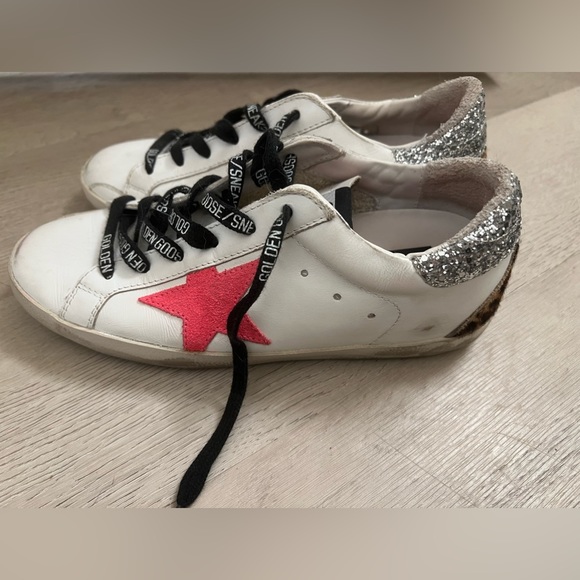 Golden Goose Superstar Leather sneaker with glitter and leopard print heel - Picture 8 of 11
